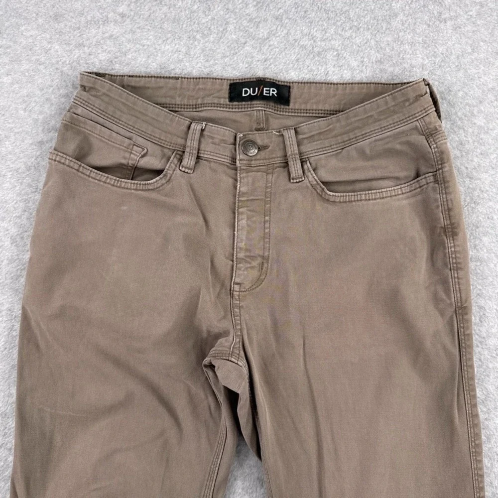 DU/ER Pants Mens 30x33 Brown Live Lite Slim Stretch No Sweat Performance Fabric